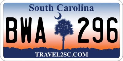 SC license plate BWA296