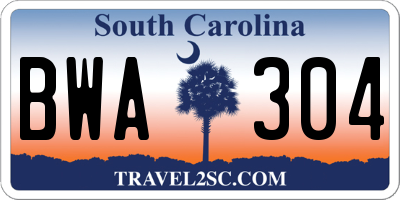 SC license plate BWA304