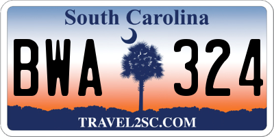 SC license plate BWA324