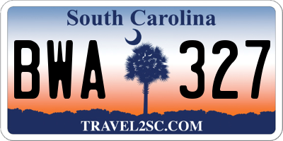 SC license plate BWA327