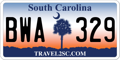 SC license plate BWA329