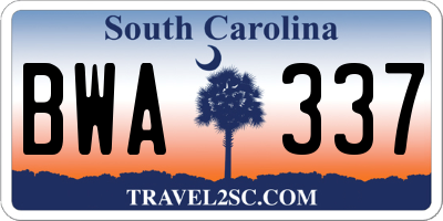 SC license plate BWA337