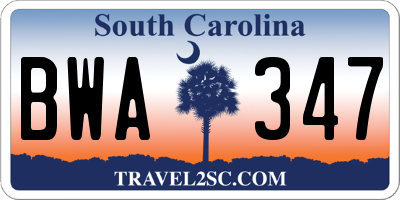 SC license plate BWA347