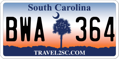 SC license plate BWA364