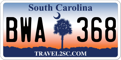 SC license plate BWA368
