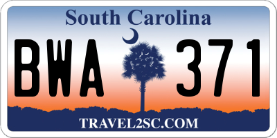 SC license plate BWA371