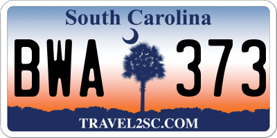 SC license plate BWA373