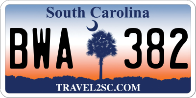 SC license plate BWA382