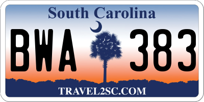SC license plate BWA383