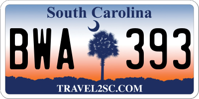 SC license plate BWA393
