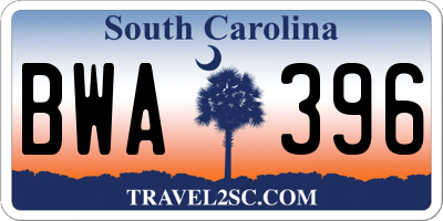 SC license plate BWA396