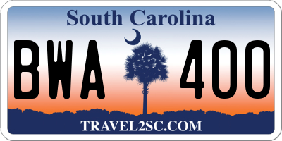SC license plate BWA400