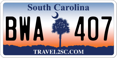 SC license plate BWA407