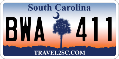 SC license plate BWA411