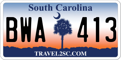 SC license plate BWA413