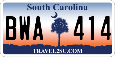 SC license plate BWA414