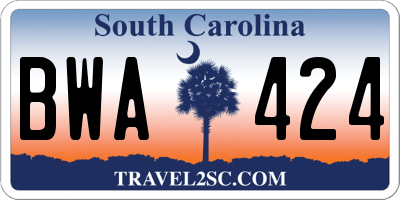 SC license plate BWA424