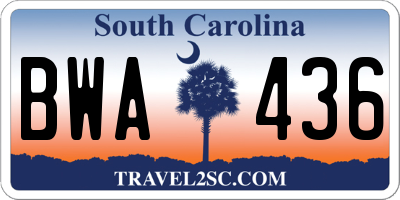 SC license plate BWA436