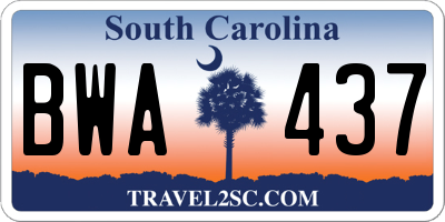 SC license plate BWA437
