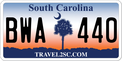 SC license plate BWA440