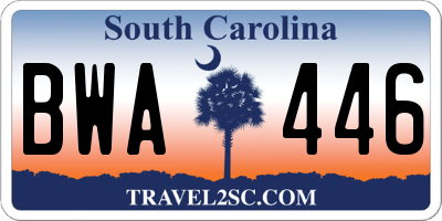 SC license plate BWA446