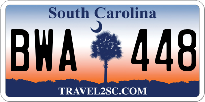 SC license plate BWA448