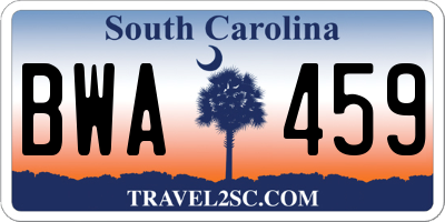 SC license plate BWA459