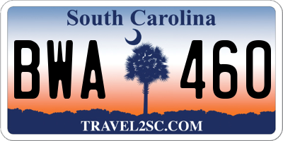 SC license plate BWA460