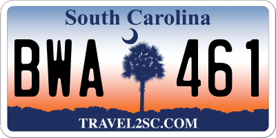 SC license plate BWA461