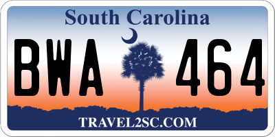 SC license plate BWA464