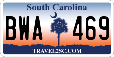 SC license plate BWA469