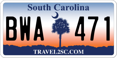 SC license plate BWA471