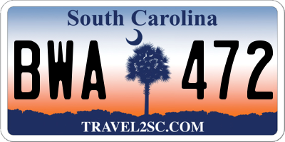 SC license plate BWA472