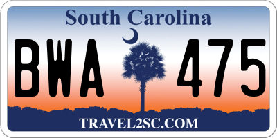 SC license plate BWA475