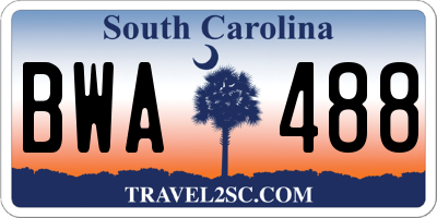 SC license plate BWA488