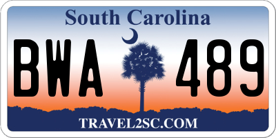 SC license plate BWA489
