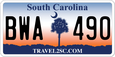 SC license plate BWA490