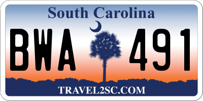 SC license plate BWA491