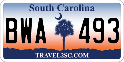 SC license plate BWA493
