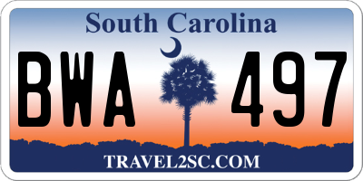 SC license plate BWA497