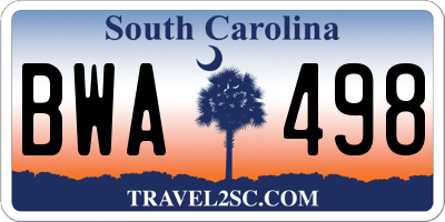 SC license plate BWA498
