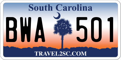 SC license plate BWA501
