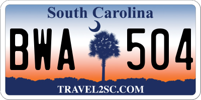 SC license plate BWA504