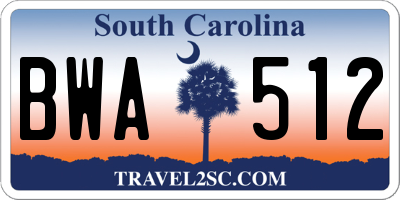 SC license plate BWA512