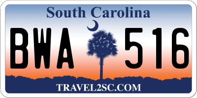 SC license plate BWA516
