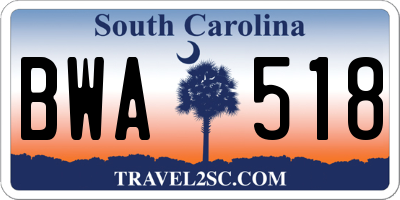 SC license plate BWA518