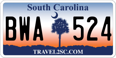 SC license plate BWA524