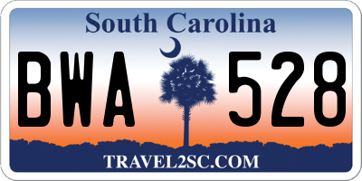 SC license plate BWA528