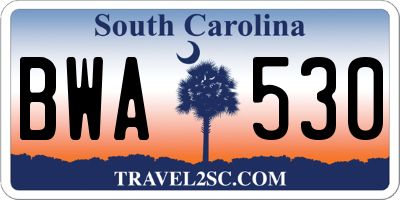 SC license plate BWA530