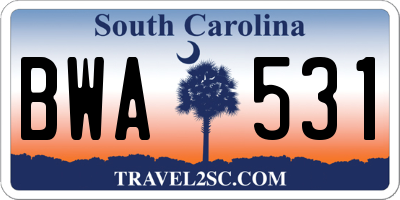 SC license plate BWA531